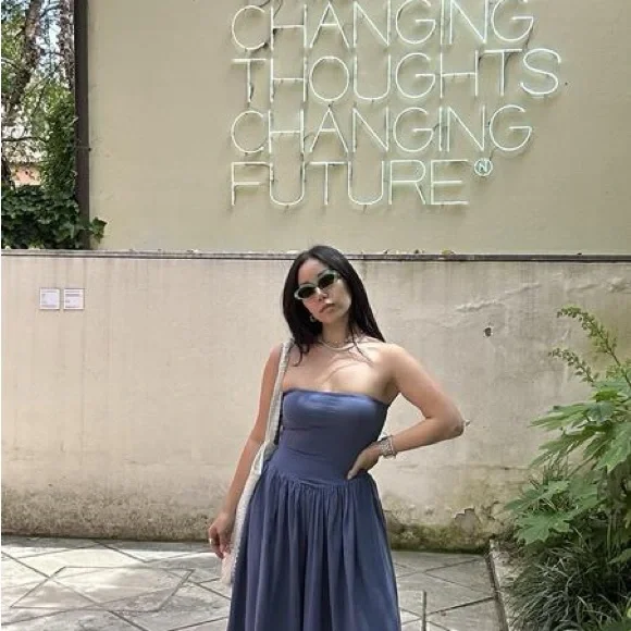 Free People Ondo Drop-Waist Tube Mini Dress in Dark Denim Color - Picture 3 of 5